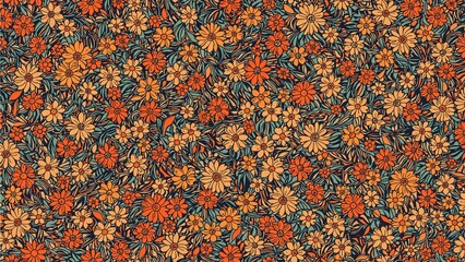 Colorful seamless pattern inspired by 60s groovy fashion