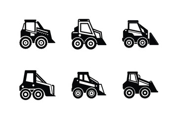 skid steer loader icon silhouette vector illustration