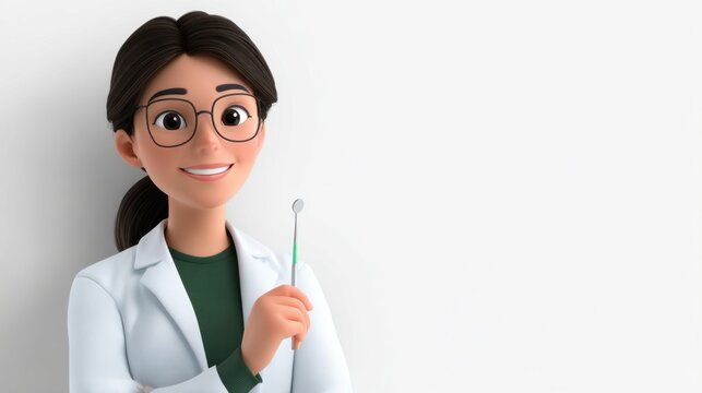 3D Woman in Lab Coat Holding Green Pen in Modern Laboratory Setting Exhibiting Professionalism and Focus in Scientific Research Environment - Powered by Adobe