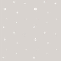 Simple seamless pattern with white snowflakes fall slowly. Christmas winter backgrounds.