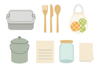 Kitchen utensils and storage items arranged neatly for meal preparation and organization