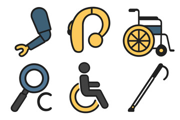 Visual representation of assistive devices for enhancing mobility and communication