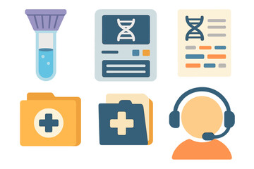 Laboratory equipment and medical documents illustrating genetic testing process in a modern health facility