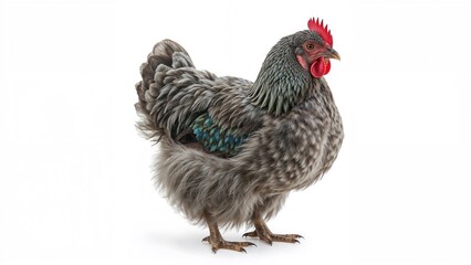 Fototapeta premium White background featuring a blue female chicken