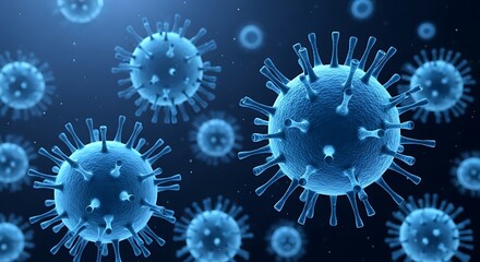 Illustration of virus cells, representing infection, disease, and the study of microbiology and virology