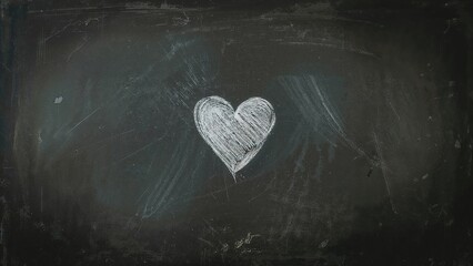 Love vanished depiction with a chalk heart erased on a blackboard