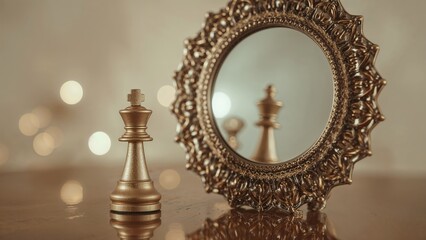 Chess Token Facing Its Mirror Image