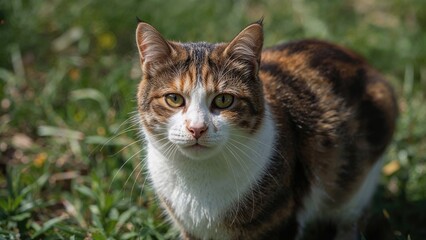 Obraz premium Feline with tortoiseshell markings spotted outside