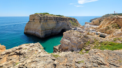 Fototapeta premium Algarve Landscape, Portugal. View of the Atlantic Ocean Coastline