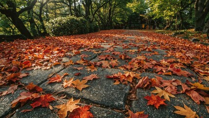 Dry leaves covering the earth