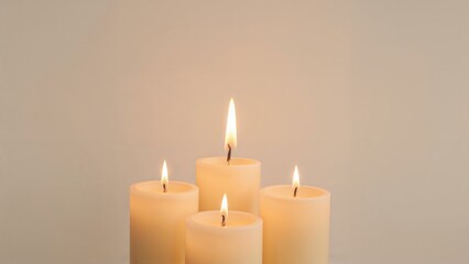 Illumination from numerous candles with a blue and yellow background