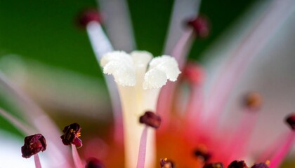 Detailed Macro of Flower Stamens and Pistil in Natural Light