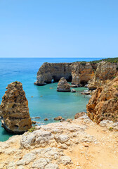 Fototapeta premium Cliffs near Benagil in Algarve region of Portugal.