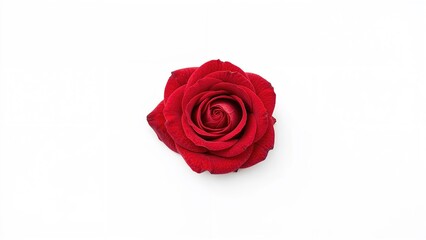Fototapeta premium Detailed shot of a red rose bloom on white, cut out with no background