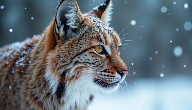 Lynx in Winter Scene Portrait - Powered by Adobe