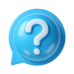 Fototapeta premium Blue question mark speech bubble isolated on transparent background
