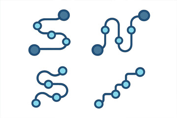 Graphic design featuring abstract shapes and lines illustrating connectivity and flow in a modern style