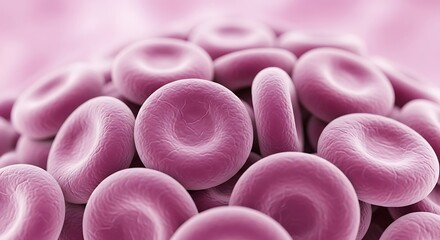 Closeup of red blood cells, essential for oxygen transport and overall health and wellbeing