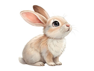 Obraz premium Cute Light Brown Bunny Rabbit Sitting, Digital Illustration on transparent background