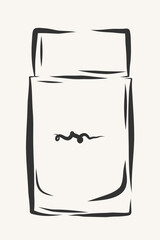 Ink Outline Cosmetic Bottle Silhouette. Elegant Doodle Line Stroke Sketch. Skincare and Everyday Beauty Skin Routine Concept.	 Plastic Lotion, Cream, Shampoo Product Isolated Package. 