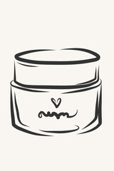 Ink Outline Cosmetic Bottle Silhouette. Elegant Doodle Line Stroke Sketch. Skincare and Everyday Beauty Skin Routine Concept.	 Plastic Lotion, Cream, Shampoo Product Isolated Package. 