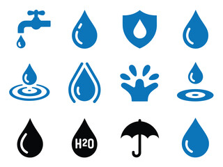 Clean Vector Water Icons, Minimal Design Representing Purity, Conservation, and Flow