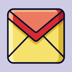 Stylized Email Envelope with Rounded Corners on a Light Blue Background