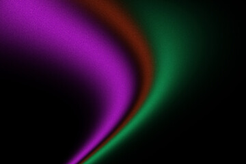 Blurred red and purple shape with glowing green gradient on black grainy background, abstract dark poster cover