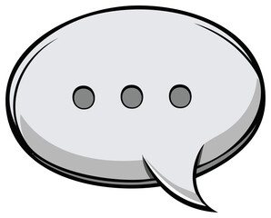 Obraz premium Grey cartoon speech bubble with three dots representing conversation or thought