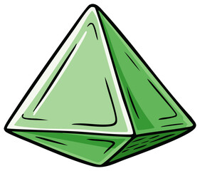 Illustration of Green Tetrahedral Crystal Shape Geometric Mineral Stone