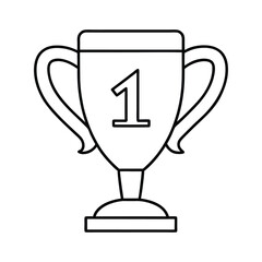 Number One Trophy Cup Line Art Vector Icon for Winner and Achievement
