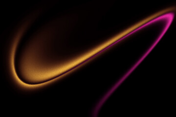 Yellow orange glowing shape with pink texture on black grainy background, blurred gradient design poster banner
