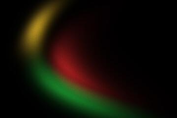 Glowing yellow green red shape on black grainy background, blurred gradient texture with abstract design poster