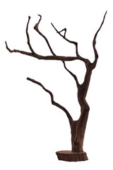 Model of wooden logs for decorating the garden and and fish tank isolated on a white background with cliping path.