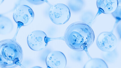 Abstract Molecule and Atom Structure Model - Science, Medical Background, Skincare Technology, and Cosmetic Innovation. 3d rendering.