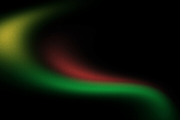 Red and green glowing shape on dark grainy black background with blurred yellow gradient texture design