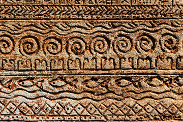 Ceramic tile with traditional scythian symbols, ancient European tribal art