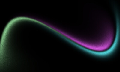 Abstract grainy black background with dark blue purple green gradient wave, vibrant noise texture poster design