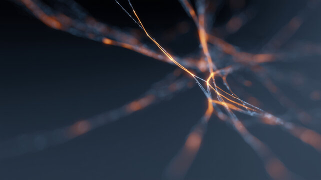 Abstract network of glowing wires sparking economic risk, futuristic energy, and digital connection concept