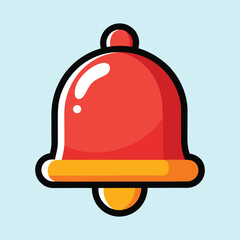 Stylized red and orange notification bell icon against a pale blue background