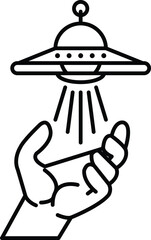A hand is holding a spaceship