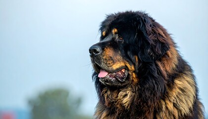 Fototapeta premium Close-up profile view of a majestic Tibetan Mastiff.
