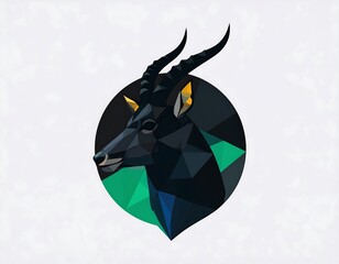 Profile view of a stylized antelope head.