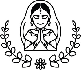 A woman is praying in a lotus position