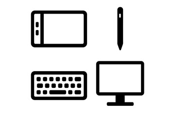 Digital workspace tools including tablet, stylus, keyboard, and monitor for efficient productivity