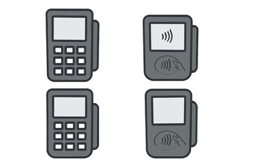 Payment terminals designed for contactless transactions and traditional card swipes in various configurations