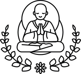 A man is sitting cross legged and making a sign of the cross