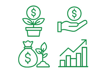 Understanding financial growth through investment, savings, and market strategies in simple illustrations