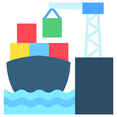 Cargo Ship Icon Relate To Nautical, Sea, Marine, Navy.Use For Modern Concept, Ui, Ux Web And App Development.