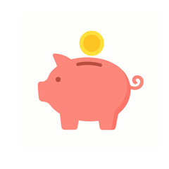 Piggy bank with dollar coin set isolated on white vector